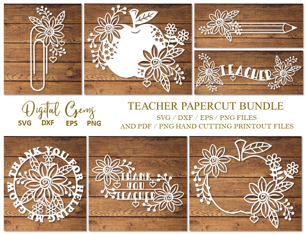 Download Teacher paper cut bundle. svg / dxf / eps / png files and ...