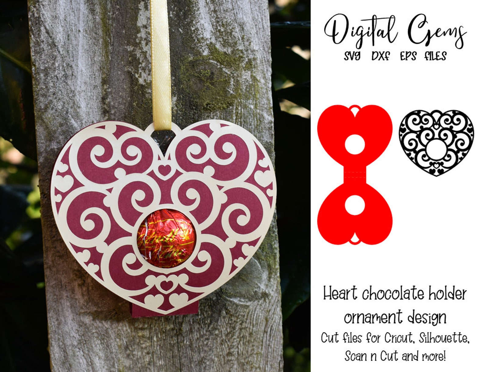 Heart Chocolate Holder Ornament Valentine / Love Design Svg / - Etsy