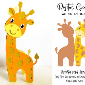 Giraffe kaart ontwerp svg / dxf / eps-bestanden. Digitale download. Compatibel met Silhouette, Cricut, SCAL en Scan n Cut.