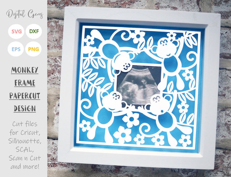 Monkey Frame Paper Cut Svg / Dxf / Eps / Files, and Pdf / Png Printable ...