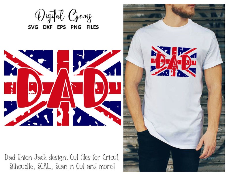 Download Union Jack Flag Dad Fathers day svg / dxf / eps / png files. | Etsy