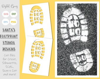 Santa footprint stencils svg / dxf / eps / png files. Digital download. Compatible with Cricut, Silhoueete, SCAL, Scan n Cut and more!