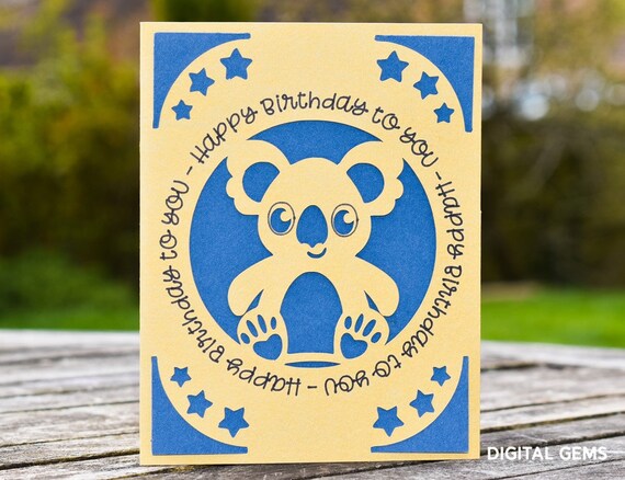 Koala Joyeux Anniversaire Cricut Joy Conception De Carte Etsy Canada
