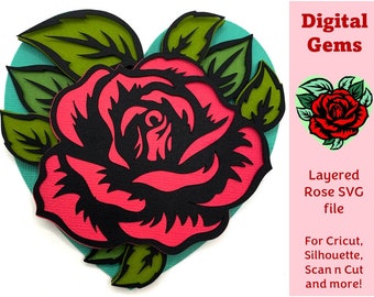 Rose shadow box SVG | Digital download. Works with Cricut Joy / Explore / Maker and more!