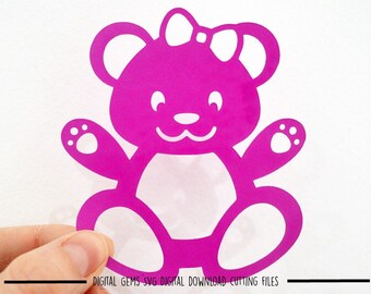 Bear paper cut svg / dxf / eps / files and pdf / png printable templates for hand cutting. Digital download. Commercial use ok.