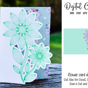 Conception de carte de fleurs fichiers svg/dxf/eps. Téléchargement numérique. Fonctionne avec Silhouette, Cricut, Scan n Cut, etc.