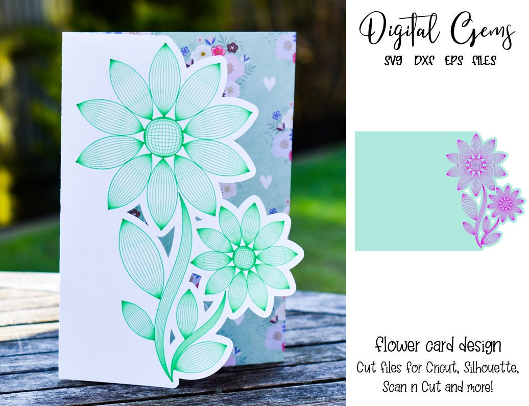 Flower Card Design Svg / Dxf / Eps Files. Digital Download. Etsy