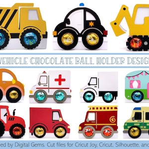 Chocolate ball holder SVG Files | A bundle of 11 vehicle designs. Digital download. Works with Cricut Joy / Explore / Maker and more!