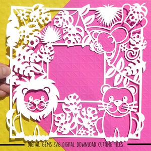 Animal Frame paper cut svg / dxf / eps / files and pdf / png printable templates for hand cutting. Digital download. Commercial use ok.