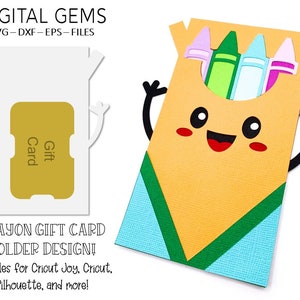 Gift card holder SVG | Crayon, School teacher design. Digital download. Works with Cricut Joy / Explore / Maker and more!