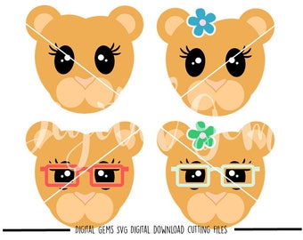 Lioness faces svg / dxf / eps / png files. Digital download. Compatible with Cricut and Silhouette machines. Small commercial use ok.