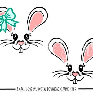 Bunny Rabbit Face Pasen svg/dxf/eps-bestanden. Digitale download. Compatibel met Cricut- en Silhouette-machines. Klein commercieel gebruik ok.