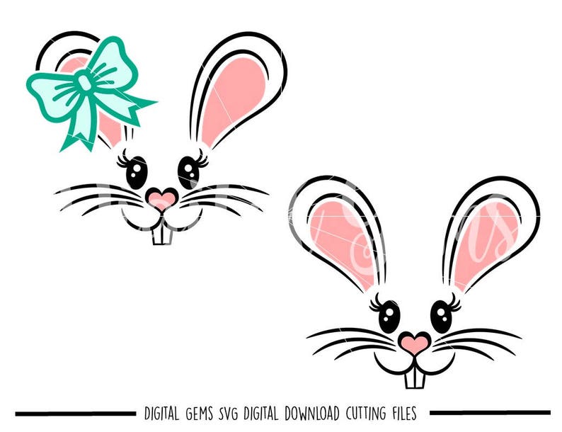 Download Bunny Rabbit Face Easter svg / dxf / eps files. Digital | Etsy