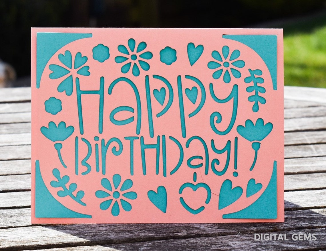 Happy Birthday Card Svg Template Cut File For Cricut Joy Etsy Australia ...