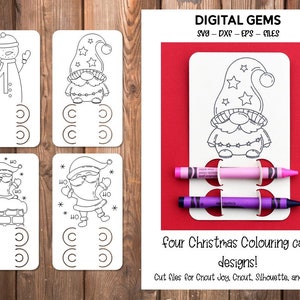 Christmas colouring in crayon card designs. SVG / DXF / EPS files. Digital download. Works with Cricut, Silhouette, Scan n  Cut, and more!