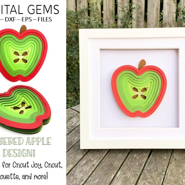 Apple shadow box SVG | Digital download. Works with Cricut Joy / Explore / Maker and more!