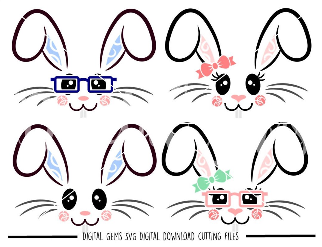 Bunny Rabbit Faces, Easter Svg / Dxf / Eps / Png Files Bunny Rabbit Faces, Easter Svg / Dxf / Eps / Png Files