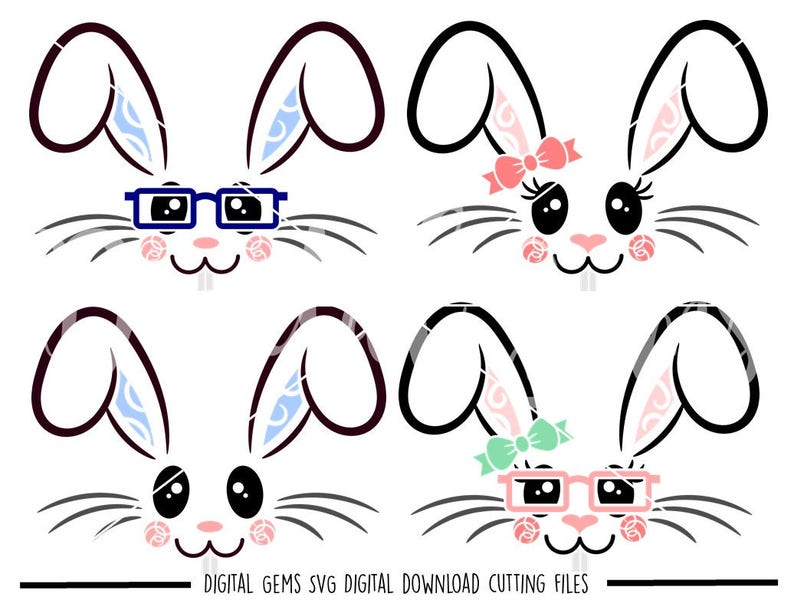 Download Bunny Rabbit faces Easter svg / dxf / eps / png files. | Etsy