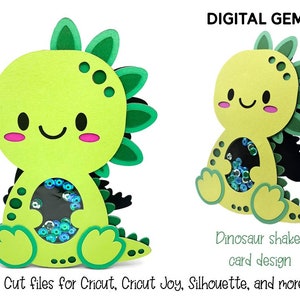 Diseño de tarjeta con forma de dinosaurio. Descarga digital. Funciona con Cricut Joy, Explore, Maker y más.