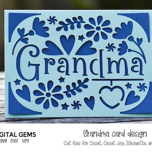 Design de cartão da vovó Cricut Joy. arquivos svg/dxf/eps. Baixar digitais.
