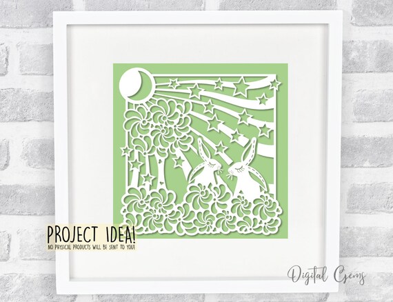 ◆Rabbit-PaperCutting-◆ Rabbit Paper Cut Design - SVG, DXF, EPS Files & Pdf / Png