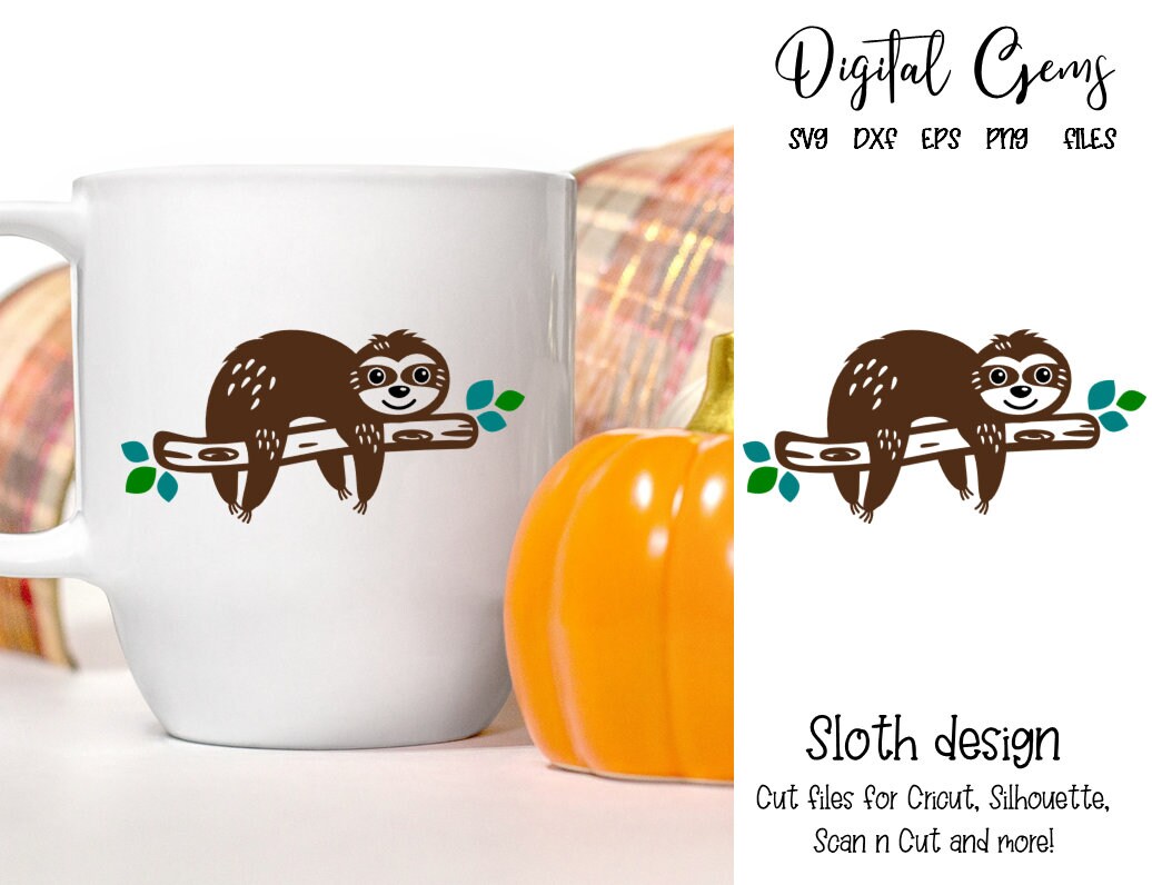 Sloth Design Svg / Dxf / Eps / Png Files. Digital Download. Works With ...