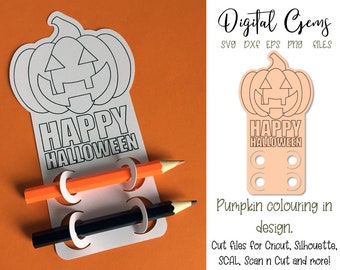 Pumpkin crayon card. Halloween cut and sketch file. For use with Cricut, Silhouette, Scan n  Cut, SCAL and more.