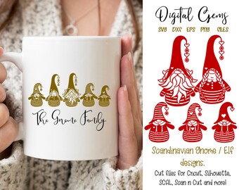Scandinavian gnome family, Christmas designs svg / dxf / eps / png files. Digital download. Works with Cricut, Silhouette, Scan n Cut etc.