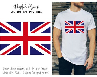 Puede incluir: Una descarga digital de un diseño de bandera Union Jack. El diseño es en rojo, blanco y azul y es perfecto para usar con Cricut, Silhouette, SCAL, Scan n Cut, y más.