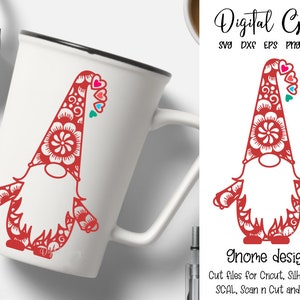 Gnomo escandinavo, diseño para el día de San Valentín o Navidad, archivos svg, dxf, eps o png. Descarga digital. Funciona con Cricut, Silhouette, etc.