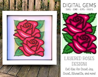 Roses shadow box SVG | Digital download. Works with Cricut Joy / Explore / Maker and more!