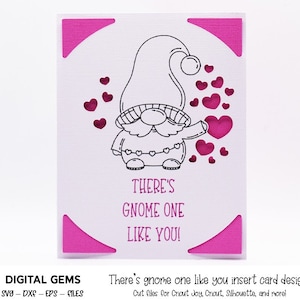 Gnom, Valentinskarte Design einsetzen. Digitaler Download, Cricut Joy / Cricut. svg/dxf/eps-Dateien.