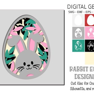 Easter egg SVG | Rabbit shadow box design. Digital download. Works with Cricut Explore / Maker and more!