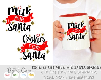 Cookies For Santa, Milk For Santa svg / dxf / eps / png files. Digital download. Compatible with Cricut, Silhouette, SCAL, Scan n Cut etc.