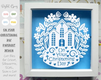 Christening paper cut svg / dxf / eps files and pdf / png printable templates for hand cutting. Digital download. Small commercial use ok.