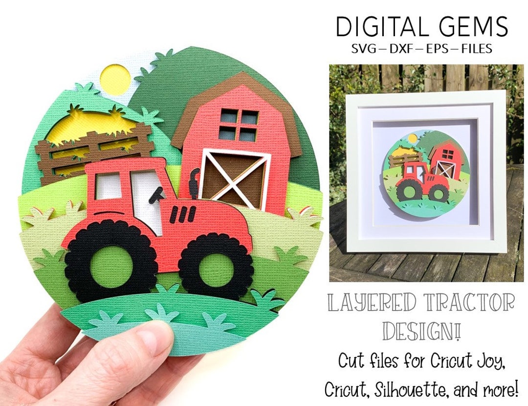 Tractor Shadow Box Tractor Shadow Box SVG | Digital Download. Works With Cricut Joy ...