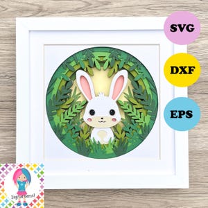 Rabbit 3D Layered paper design, shadowbox, shadow box svg / dxf / eps files. Digital download. Works with Silhouette, Cricut, and more!