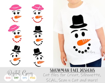 Snowman and Snow Woman Faces svg / dxf / eps / png files. Compatible with Silhouette, Cricut, SCAL, and Scan n Cut. Digital Download.