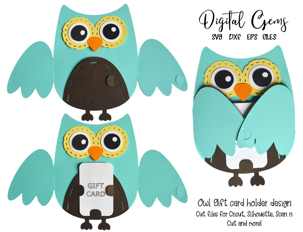 Owl gift card holder design svg / dxf / eps / png files. Digital download. Compatible with Cricut, Silhouette, Scan n Cut etc.