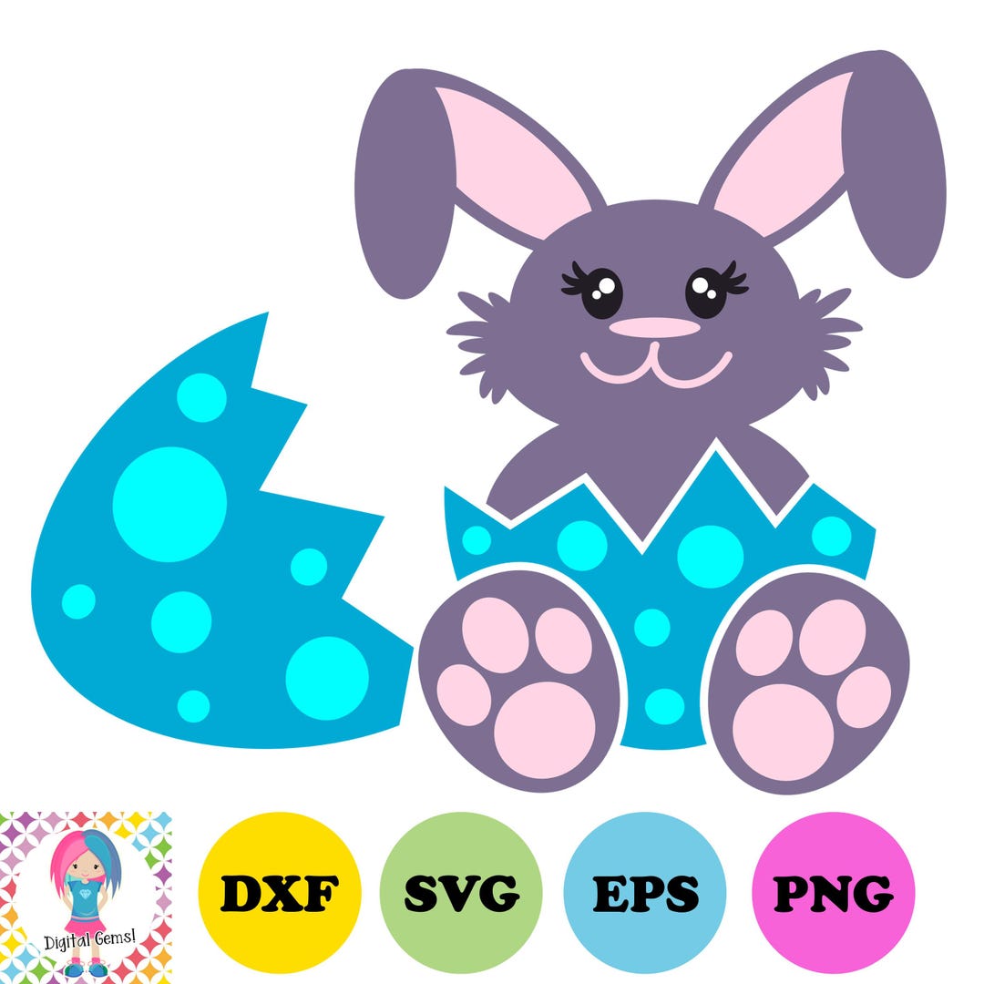 Rabbit, Easter Bunny in a Egg Design Svg, Dxf, Eps, Png Files - Instant ...