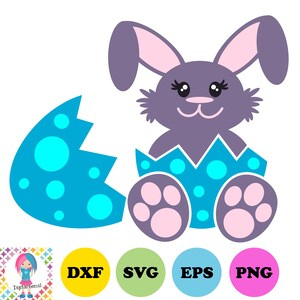 Konijn, paashaas in een ei ontwerp svg, dxf, eps, png-bestanden - directe digitale download voor Silhouette, Scan n Cut, Cricut en meer!