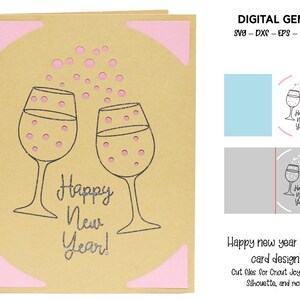 Conception de carte d'insertion de bonne année. Téléchargement numérique, Cricut Joy / Cricut. Fichiers svg/dxf/eps.