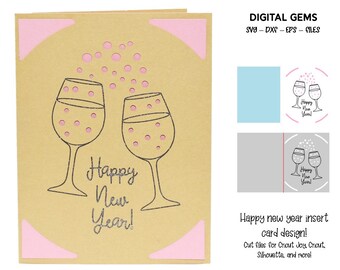 Happy new year insert card design. Digital download, Cricut Joy / Cricut. svg / dxf / eps files.