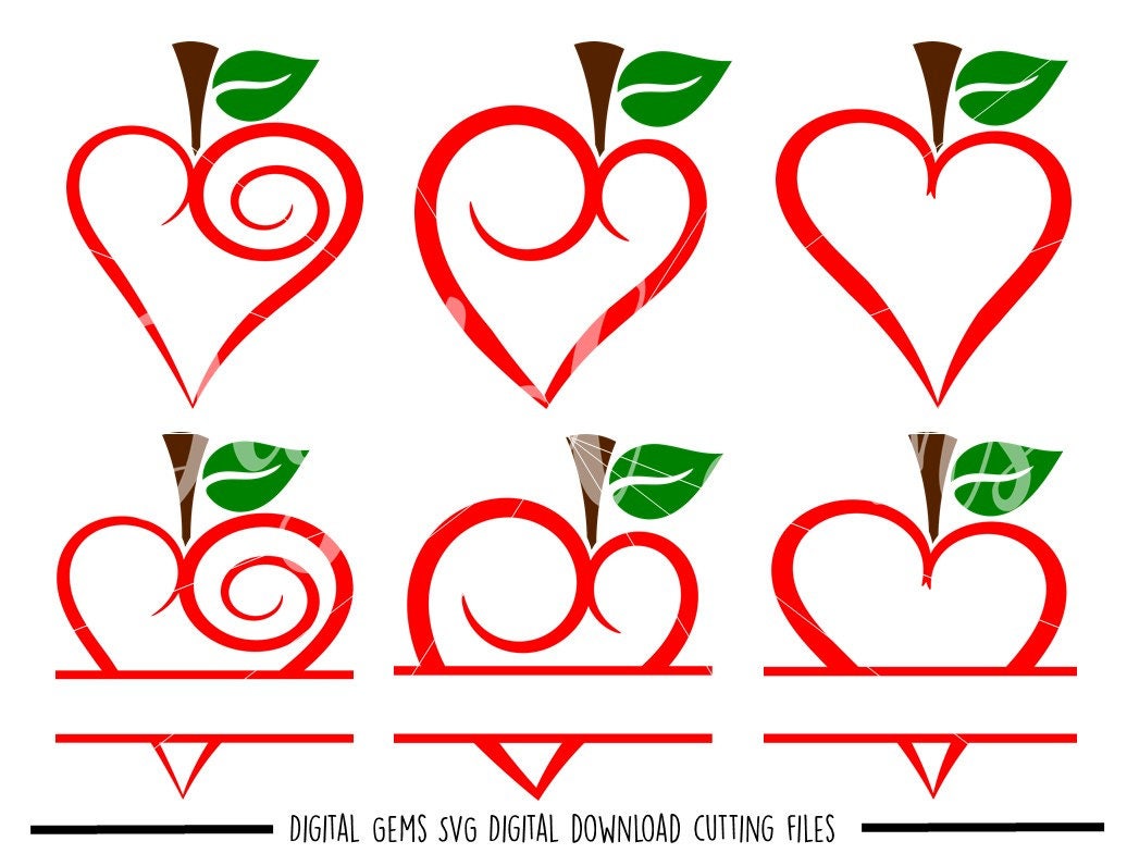Download Teacher Heart Apples svg / dxf / eps / png files. Digital | Etsy