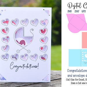 Nieuwe baby / babyshower kaart ontwerp svg / dxf / eps-bestanden. Digitale download. Compatibel met Silhouette, Cricut, SCAL en Scan n Cut.