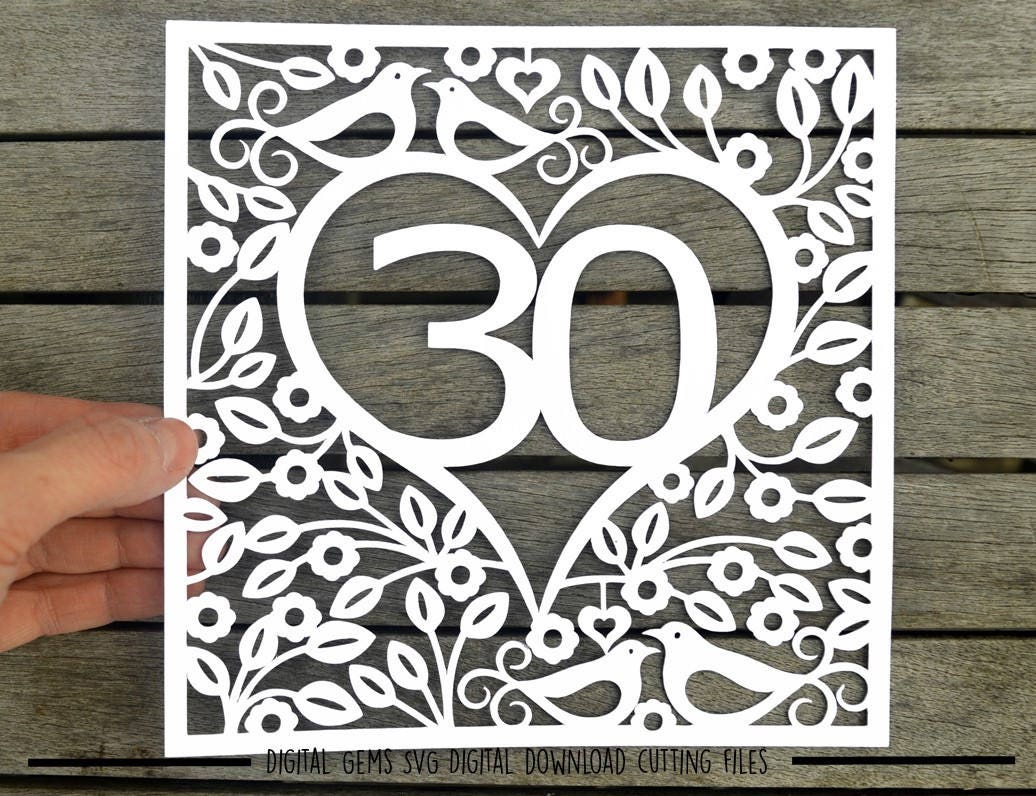 Number 30 Paper Cut Svg / Dxf / Eps / Files and Pdf / Png Printable ...