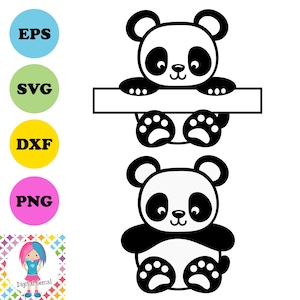 Panda SVG, Instant download, Adorable Panda SVG, Baby Panda Clipart, Panda Bear Cut File, Panda Silhouette, Panda Vector Art Cute Animal SVG