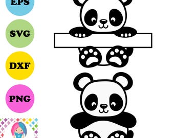 Panda SVG, Instant download, Adorable Panda SVG, Baby Panda Clipart, Panda Bear Cut File, Panda Silhouette, Panda Vector Art Cute Animal SVG