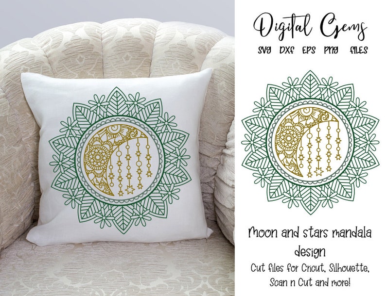 Download Moon and stars mandala design svg / dxf / eps / png files ...