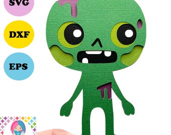 Diseño SVG de zombi para manualidades de Halloween. Descarga digital. Compatible con Cricut Joy, Explore, Maker y más.